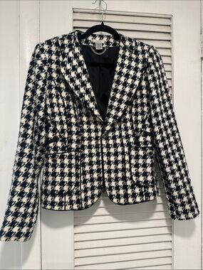 Cache Black & White Houndstooth Blazer